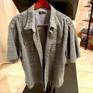STEVE’S JEANS Casual Stretch Button-Down Shirt - Black/Gray - 3XL